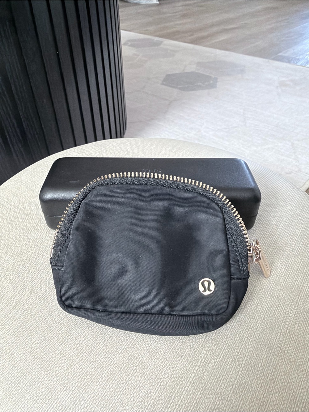lululemon athletica Black Compact Zip Pouch with Silver Hardware